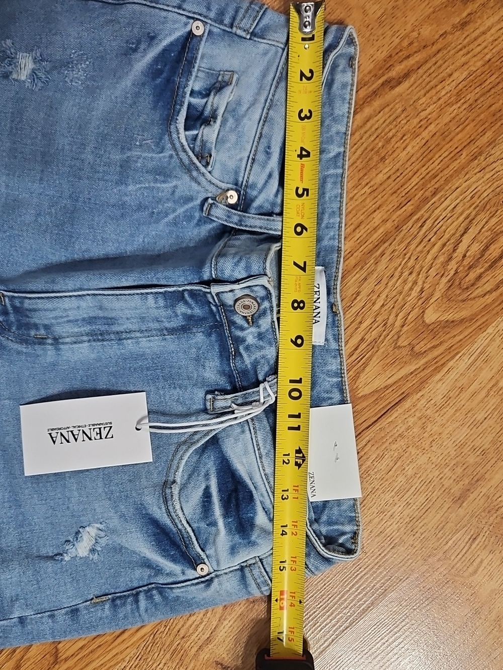 Zenana Outfitters Light Wash Flare Jeans with Frayed Hem - Picture 4 of 4